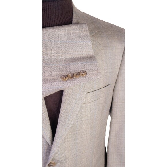 Jos A Bank Blazer Sz 40S Plaid Beige Sports Coat Suit Jacket Wool/Silk EUC - Picture 6 of 13